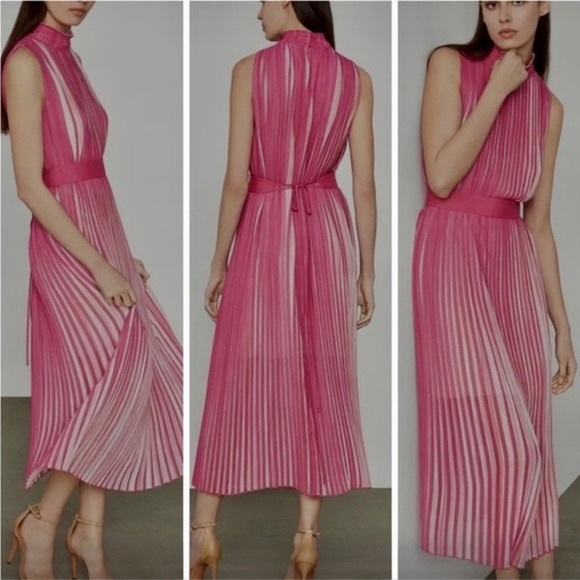 BCBGMaxAzria Dresses & Skirts - BRAND NWT! BCBGMAXAZRIA Pleated Midi Dress size XS Color Ibis Rose Watercolor